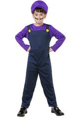 Costume da super idraulico viola bambino taglia S