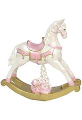 Cavallo a dondolo rosa 25,5x7x25,5 cm