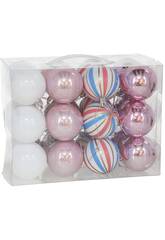 Maletn con 24 Bolas Decorativas de Navidad Circus de 6 cm