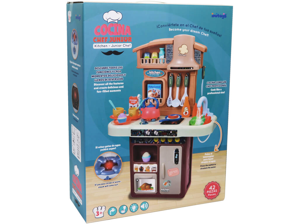 Cucina Chef Junior con rubinetto dell'acqua, luci, suoni e accessori