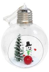 Offene Weihnachtskugel, 8 cm, mit mehrfarbiger LED-Beleuchtung und Weihnachtsmotiv