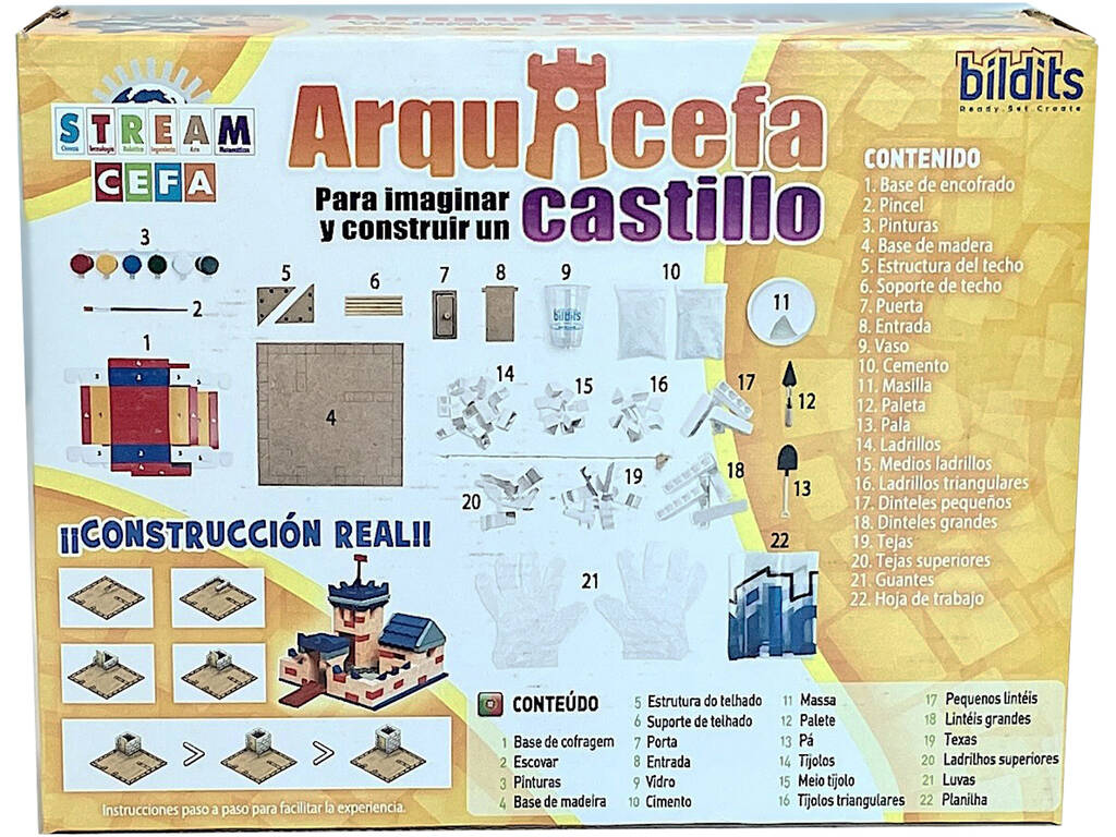 Castello Medievale Cefa Toys Archicefa Plus – Set Costruzione Con Mattoncini, Malta E Strumenti – Per Bambini Da 6 Anni