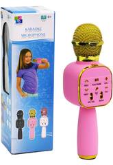 Microphone karaoké rose avec connexion Bluetooth