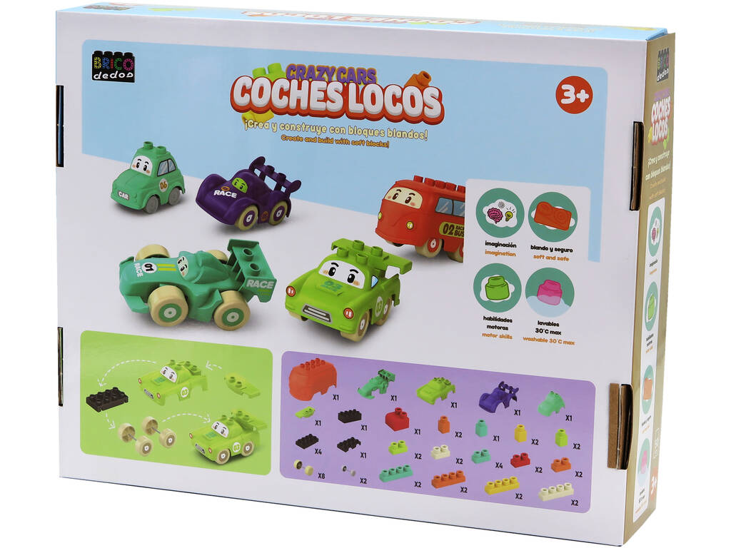 Coches Locos Set Creativo con Bloques Blandos de 50 Piezas