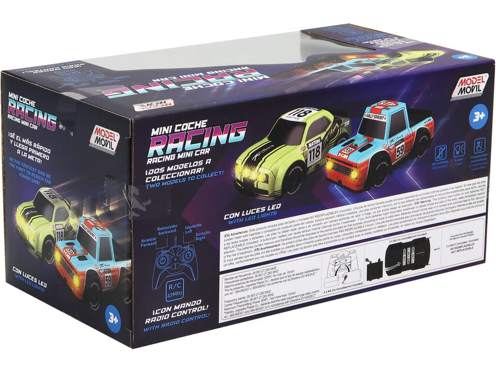 Radio Control Mini Coche Racing Azul con Luz