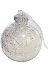 Boule de Noël transparente avec garniture en guirlande 8 cm