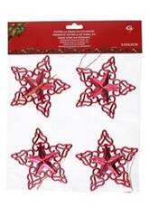 Pack 4 Estrelas de Natal Penduradas de 11 cm