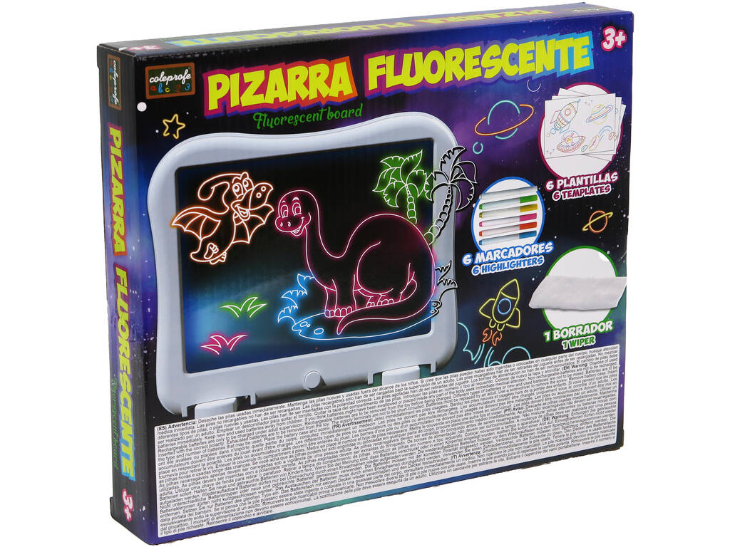 Pizarra Fluorescente Blanca con Luz y Accesorios