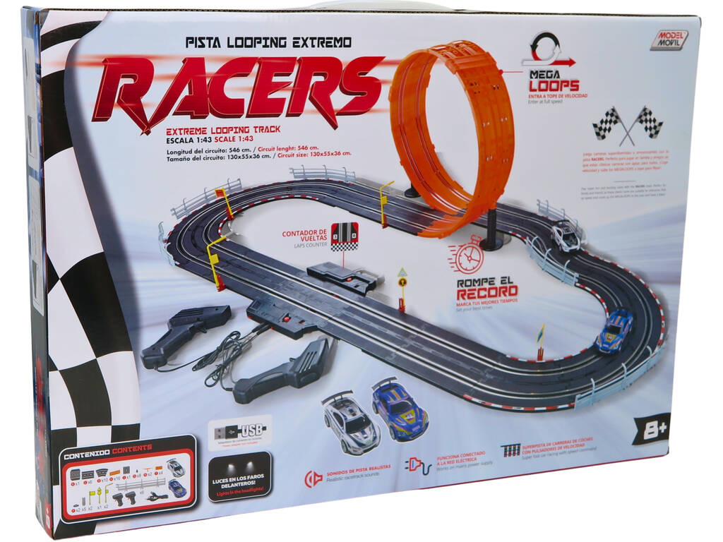 Pista Looping Extremo Racers Escala 1:43 con 2 Coches