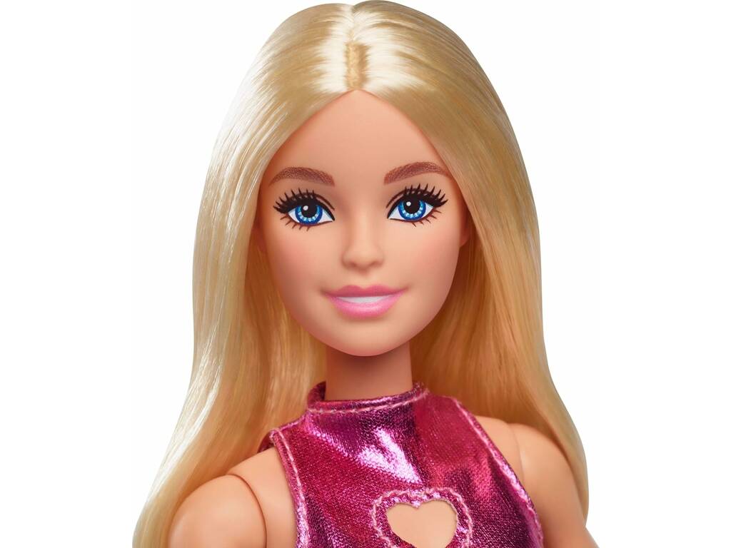 Poupée Barbie Fashionista avec robe rose métallisée