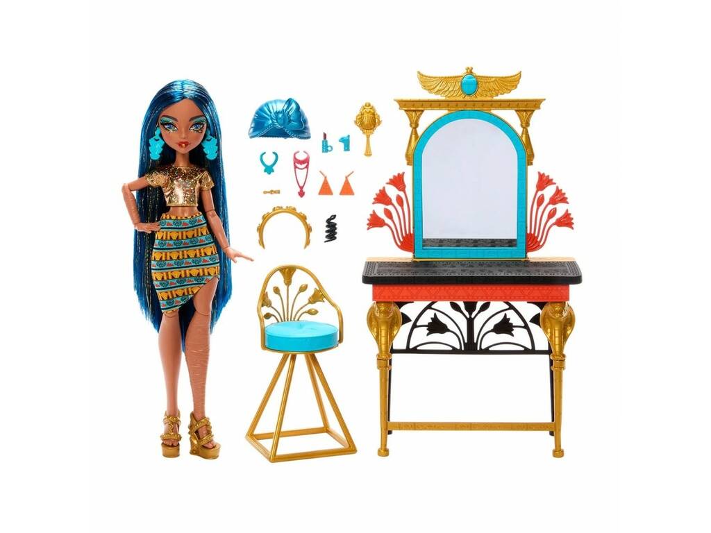 Monster High Poupée Cleo De Nile avec coiffeuse et accessoires