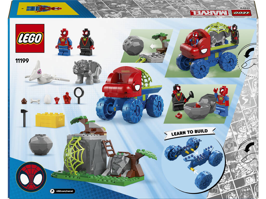 Lego Marvel Spidey And His Amazing Friends Dinosaur tout terrain et équipe Spidey à la rescousse