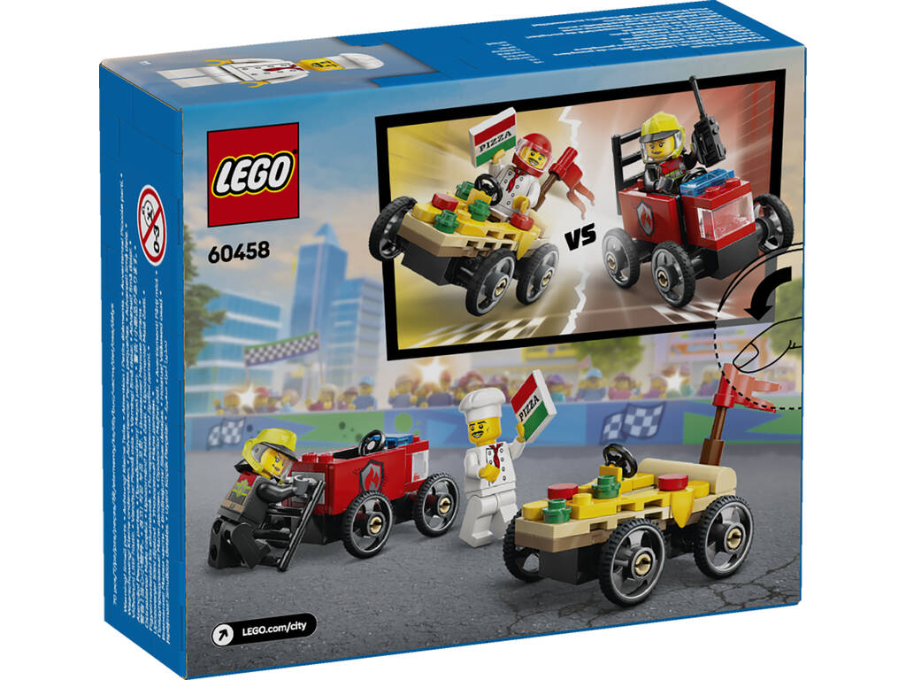 Lego City Pack de Coches de Carreras: Pizza vs. Camión de Bomberos