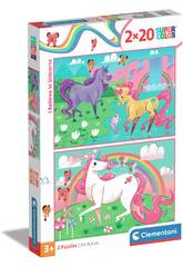 Puzzle Supercolor 2x20 Je crois aux licornes