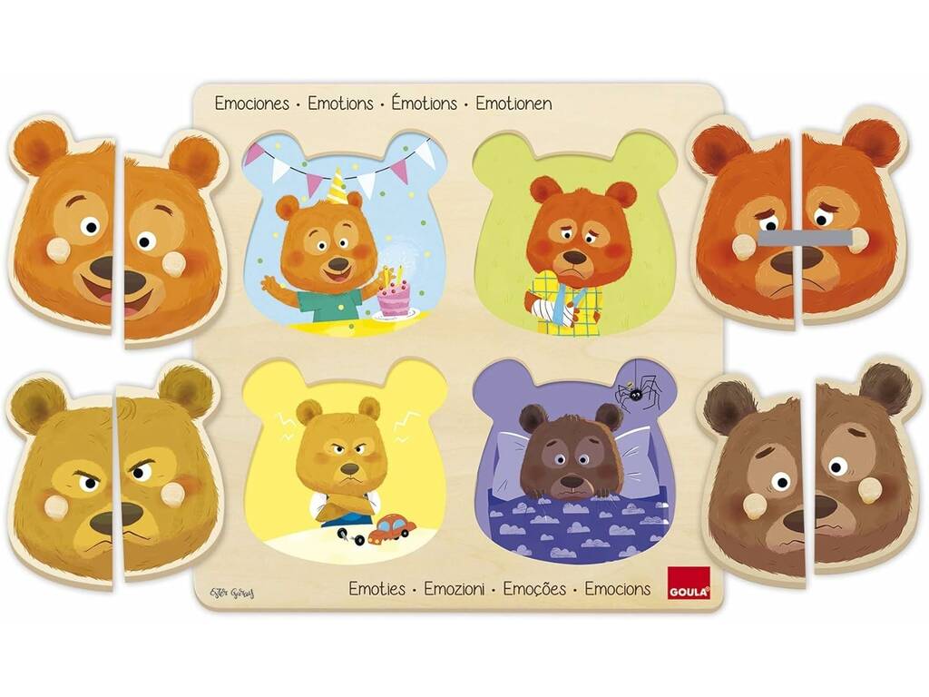 Puzzle de Madeira Urso Emoções com 8 Peças
