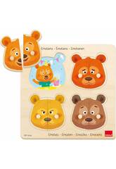 Puzzle de Madeira Urso Emoes com 8 Peas