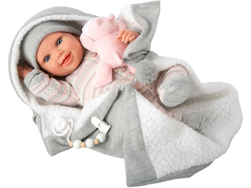 Poupée Reborn Nadia de 40 cm avec couverture et peluche