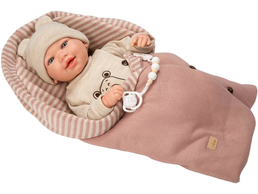 Muñeca Bebé Reborn Lain de 45 Cm con Saco de Dormir