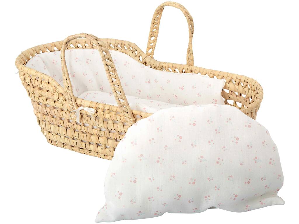 Panier en osier avec deux poignées, protection, matelas et coussin