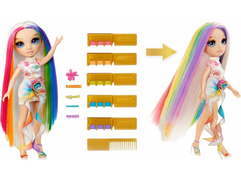 Poupée crayeuse et coiffeuse Rainbow High Hair Amaya Rainr