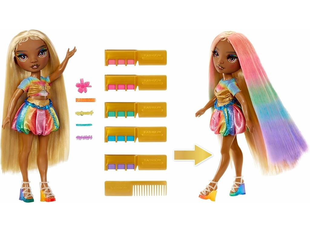 Poupée craie et coiffure Rainbow High Hair Meline Gold
