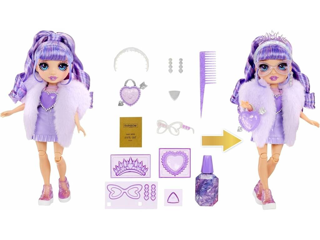 Poupée de mode arc-en-ciel en cristal violet