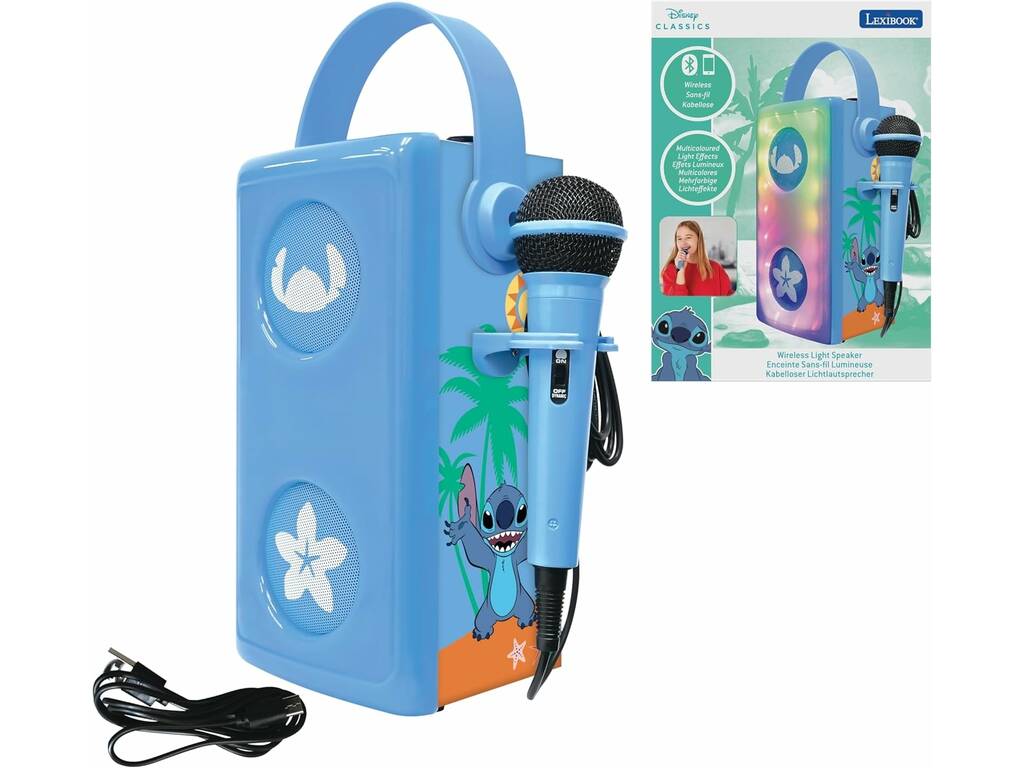 Disney Stitch Altavoz Luminoso Bluetooth con Micrófono
