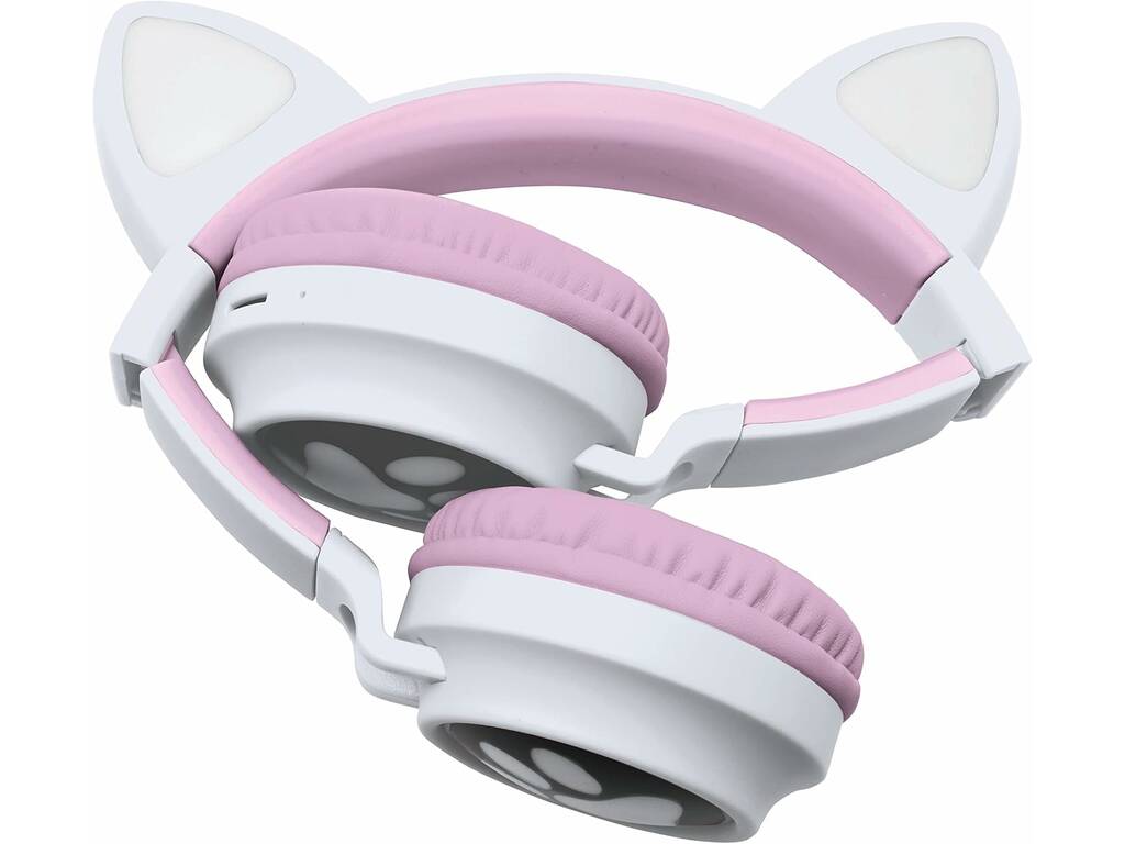 Écouteurs sans fil rechargeables à oreilles de chat avec lumière