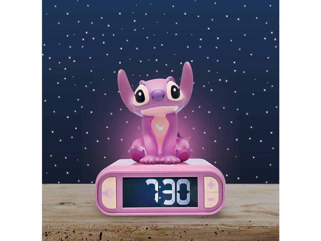 Réveil Ange Disney Stitch 3D avec veilleuse et mélodies