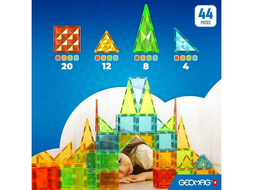 Tuiles magnétiques Geomag Gems, 44 pièces