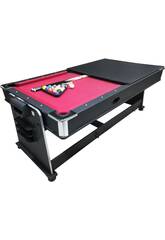 Mesa Multijogo 4 em 1 Giratria Olimpus de 203,5x112x81 cm com Tapete Vermelho