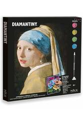 Diamantiny Tableau sur toile à décorer avec des pierres précieuses La Jeune Fille à la Perle