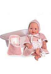 Boneca Bebé Recém-Nascida Mia Faz Xixi de 42 cm com Banheira e Acessórios