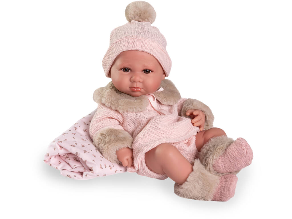 Poupée bébé Luca 42 cm avec couverture à fleurs