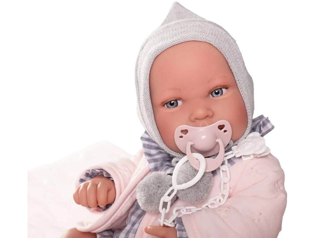 Poupée Bébé Recen Né Pipe De 42 cm Avec Couverture Rembourrée