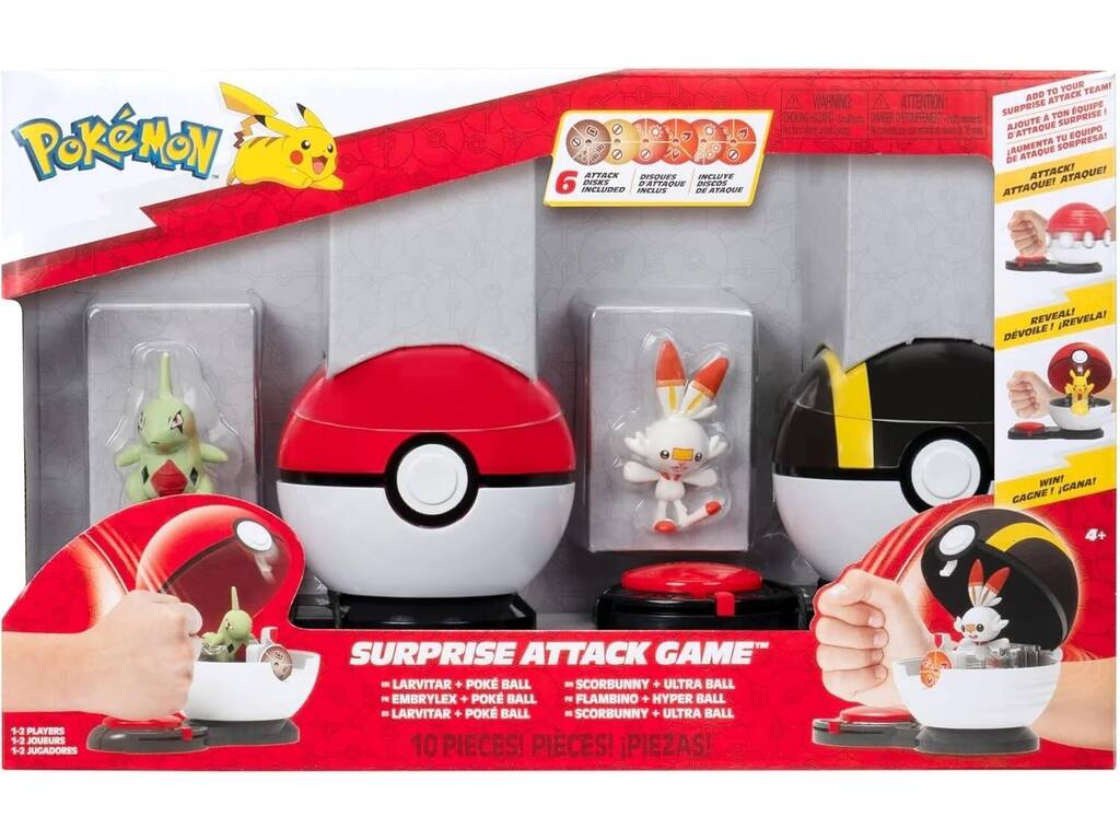 Jeu Pokémon Attaque Surprise avec 2 figurines et 2 balles