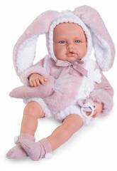 Boneca Bebé Babydoo Posturitas de 50 Cm Com Conjunto de Coelhinha
