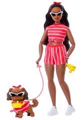 Barbie Twinning Looks Boneca Look Vermelho com Cão
