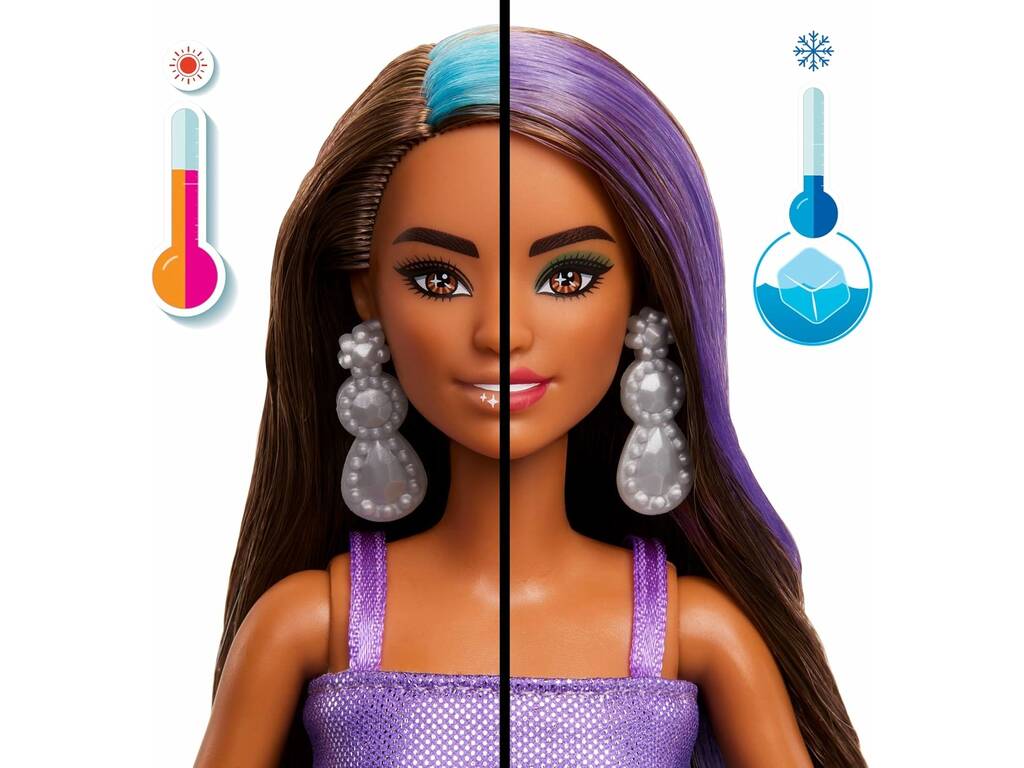 Barbie Party Unboxed Poupée avec palette violette et 10 surprises