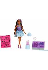 Barbie Party Unboxed Poupée avec palette violette et 10 surprises