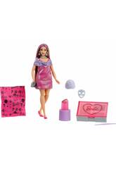 Barbie Party Unboxed Poupée avec palette rose et 10 surprises