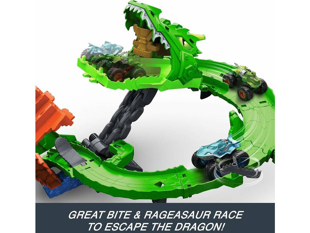 Hot Wheels Monster Trucks Sharks VS Dinos Piste Dragon Demolition