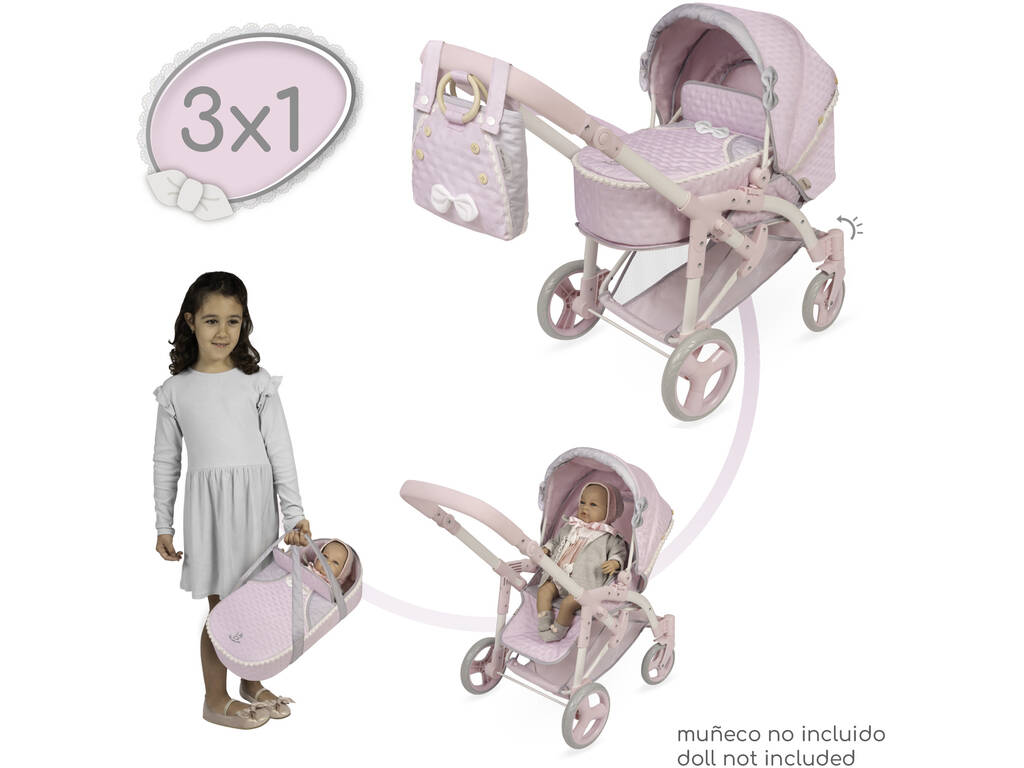 Sophie 3x1 Chariot de poupée pliable avec sac