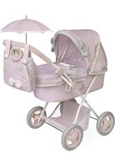 Carrinho de Bonecas Sophie Dobrável com Bolsa e Guarda-Sol