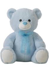 Peluche ours bleu de 50 cm avec nœud