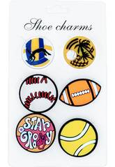 Pins Decorativos para Tamancos EVA Pack Desportivo 6 Unidades
