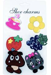 Pins Decorativos para Tamancos EVA Pack Frutas e Animais 6 Unidades