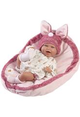 Poupée nouveau-né Mimi Sonrisas de 42 cm avec coussin