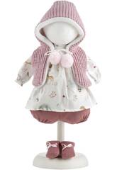 Vestido Boneca 38 cm Colete com Capuz e Meias