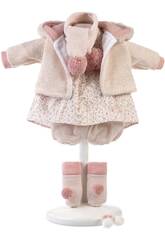 Ensemble pour poupe 42 cm charpe, veste  capuchon et queues de cheval pour les cheveux